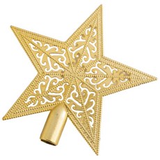 聖誕節金色樹頂星星裝飾, 金色, 1個