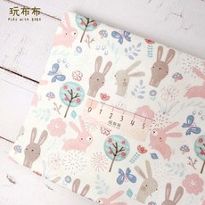 玩布布 幼兒園手帕/圓形手帕夾/擦手巾 - 可愛造型、柔軟親膚、吸水速乾, 1個, 兔兔森林, 兔兔森林