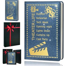 QDWXDEL 극장 선물 여성용 A5 하드커버 가죽 저널 - 200페이지 프리미엄 종이 노트북 180 평면 디자인의 일상 일기장(극장 블랙), Theater Blue, 1