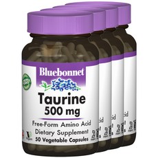 Bluebonnet 牛磺酸 500mg植物膠囊 無麩質, 50顆, 4罐