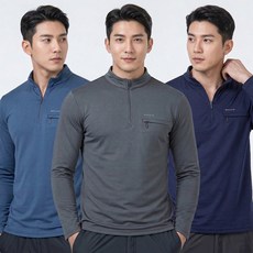 <스타일랑> (1+1+1) 남성 스판 등산복 긴팔 집업 티셔츠_가슴포켓 코어액션
