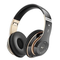 팔레바레 블루투스 헤드폰 오버 이어 6개의 EQ 모드로 유선 연결된 6S 무선 헤드폰 40시간 플레이타임 접이식 하이파이 스테레오 헤드셋 마이크 휴대폰/PC/작업용 FM/, White and Rose Gold, 1개