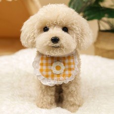 푸들 인형 애착 선물 생일 강아지 동물인형, 27CM, 앉아있는 살구 오렌지 체크 무늬 스카프, 1개