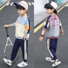 [삐삐네옷가게] 남아 주니어 배색에르카오상하셋 맨투맨 티셔츠