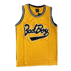 AIFFEE 'BadBoy' #72 스몰 농구 저지 S-XXXL 옐로우 90S 힙합 의류 파티용 스티치 글자 및 숫자 옐로우 Large
