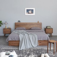 匠人木語北美黑衚桃全實木北歐高箱氣壓儲物床現代簡約日式雙人床 GCPQ**-