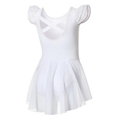 DIPUG 여아용 발레 레오타드 스커트 달린 발레 레오타드 유아 댄스 레오타드 플러터 슬리브 및 십자형 백 블랙., 화이트