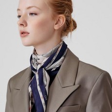 백화점 브랜드 닥스 DAKS DCSC3E351 SILK100%네이비 체크플라워 마름모 실크스카프 676268