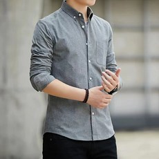ANYOU 남성 셔츠 옥스퍼드 긴팔 캐주얼 비즈니스 솔리드 이너 셔츠 슬림 남성복