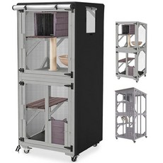 COSHNIBI 야외 고양이 캐시오 커버 대형 집 및 콘도에 적합한 방수 인클로저 커버 블랙-길이 81.3cm(32인치) x 너비 높이 182.9cm(72인치)123496