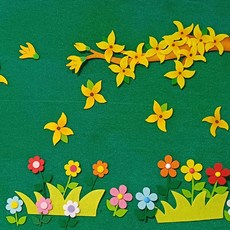 어린이집 봄 환경구성 개나리꽃 가지 펠트지 교실꾸미기