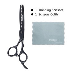 Brainbow 6.0 '일본 이발사 가위 전문 헤어 커팅 가위 이발사 가위 미용 가위 세트 헤어 스타일링 도구, 패키지 2, 1개