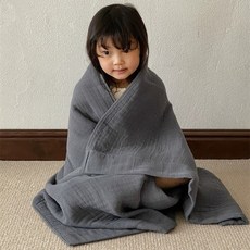 純棉紗布毛巾長方形家用洗臉巾：柔軟全棉寶寶小方巾夾層吸水洗澡浴巾, 皺皺紗-卡其色,實用套裝【毛巾+浴巾】顏色可備註, 1個