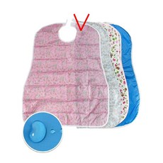 방수 성인용턱받이 핑크 꽃무늬 성인턱받이 어르신앞치마