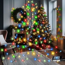 이지 트리 조명 실내 280개의 LED 스트링 8.2FT x 8 라인 8가지 모드 및 타이머 방수 트윙클 그인으로 6FT 장식 멀티 컬러, Cool White, 8.2FT*8