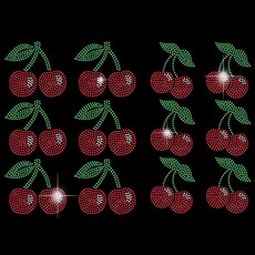 체리 패턴 핫픽스 스톤 장식 스티커, 화이트, 1개