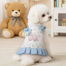 쪼꼬마미 강아지옷 멜빵 리본 강아지 귀여운 공주 고양이 소형견 중형견, 1개, 멜빵리본강아지