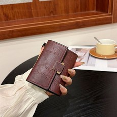 短款錢包女2025新款網紅日韓時尚百搭小衆設計多功能三折按扣錢夾