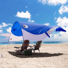 MIFNRO [초경량 1kg] 바람 타는 범고래 윈드 타프 해수욕장 감성 비치 텐트 그늘막, 푸른 색