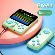 휴대용 게임기 3.5인치 G7 666가지 게임 내장 레트로 학생용 카드 향수, Green Double, 03 Green add Gamepad