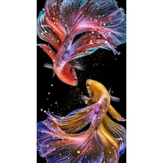 ARTJOY 帆布鑽石畫DIY組 橫款 40*30cm, 浪漫的金魚