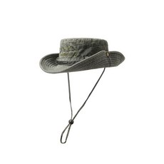 戶外 韓國 日系 簡約 徒步, 皮帶做舊漁夫帽-軍綠,M（55-58cm）