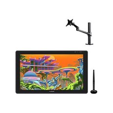 HUION 드로잉태블릿 드로잉패드 웹툰 화면 및 단일 모니터 암이 있는 캄바스 22 플러스 그래픽 드로잉 태블릿, 타블렛 화면 및 단일 모니터 암이 있는 HUION 캄바