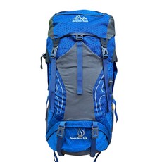 Senterlan鑫特萊 登山背包 65L 網架背負 腰帶減壓 防雨罩 水袋背包 運動旅遊後背包, 藍色, 藍色