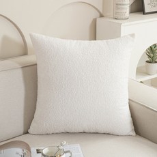 輕奢風沙發抱枕 臥室飄窗靠枕墊 含枕芯, XY-泰迪絨抱枕-月光白,45/45cm（抱枕套不含芯