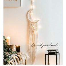 별이 빛나는 달 마크라메 드림 캐처 보호 홈 벽 장식 여아 보육원 정원 야외 선물, [05] Macrame D7606