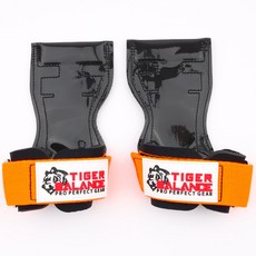 타이거밸런스 헬스 스트랩 리프팅 그립, 형광오렌지 스트랩 + 로고 화이트, 1세트