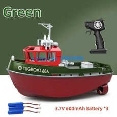 유선조종 전기 턱보트 다방향 제어 강력 모터 방수 기능 화물선 보트, 색상: 3. Green 3Battery, 1개
