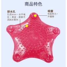 派樂 海星造型排水口墊 過濾網 地漏蓋 吸盤式防堵塞墊(海星款1入) 頭髮果皮毛髮飾品戒指小物等防堵塞 廚房浴室可用