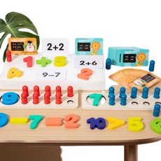 幼兒童木製數學學習棒 顏色認知插棍配對益智玩具, 1個