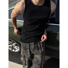 男士重磅肌理感坎肩背心 健身運動無袖汗衫