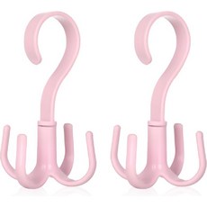 2PCS 회전 핸드백 걸이 발톱이 4개 달린 360도 옷장 정리함 벨트용 스카프 타이 랙 후크 4가지 색상 침실용 다기능 걸이핑크