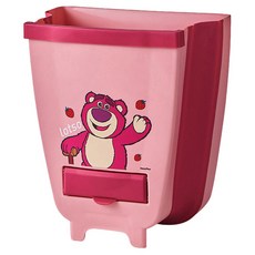 Tiger Pavilion 스트로베리 베어 캐릭터 접이식 걸이형 휴지통, 1개, 레드