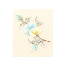 패션스타트 목단 꽃 한복 자수장식_스카이&옐로우, 1개, 스카이&옐로우