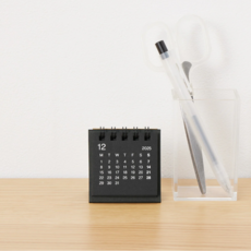 무인양품 미니 탁상 달력 캘린더 2026, 1개, 블랙