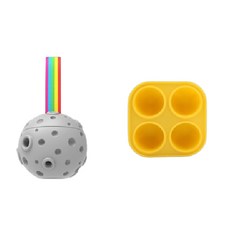 【隕石造型寵物冰格球】創意拋接訓練玩具 紓壓咬球 露食互動好趣味, 1個, 隕石球 + 冰格