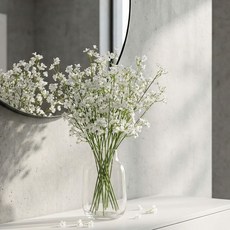 LOUING 인테리어조화 대형 나무 화분 꽃다발, 2개, 화이트