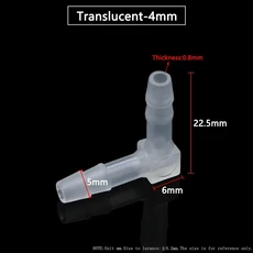L 형 스레드 90도 엘보 벤드 워터 커넥터 OD 4 ~ 20mm 조인트 파이프 호스 튜브 어댑터 피팅 정원 관개 액, 08 Translucent-4mm, 01 5pcs