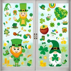 봄 여름 창문 부착 Hello Spring 스티커 튤립 꽃 나비 새 양면 데칼 97개 홈 스쿨 사무실 유리 문 장식용, 성 패트릭