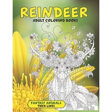 Adult Coloring Books Fantasy Animals - Thick Lines - Reindeer Paperback, Independently Published, English, 9798586923158