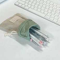 유스토어 핸드메이드 여학생 감성 코듀로이 필통 복조리 파우치 부드러운 골덴 문구수납, 1개, 베이지