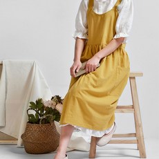 예쁜 워싱 린넨 원피스 앞치마, 펌킨, 1개