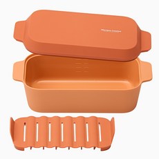 마르쿠진 스팀팝 실리콘 찜기 전자레인지용 스팀 조리용기 멀티 1200ml 받침대 포함, 1개, 벨벳레드
