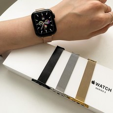 행운 상징 고급 애플워치 슬림 메탈 스트랩 예쁜 액세서리 심볼 소품, 블랙