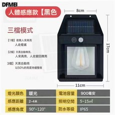 DFMEI 太陽能燈農村門口防水壁燈大功率室外家用庭院燈感應戶外壁燈 【高級鎢絲燈管】黑色:如圖, 爆亮【高級鎢絲燈管】黑色:如圖