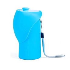 투니스 반려동물 아웃도어 휴대용 접이식 실리콘 물병, 블루, 550ml